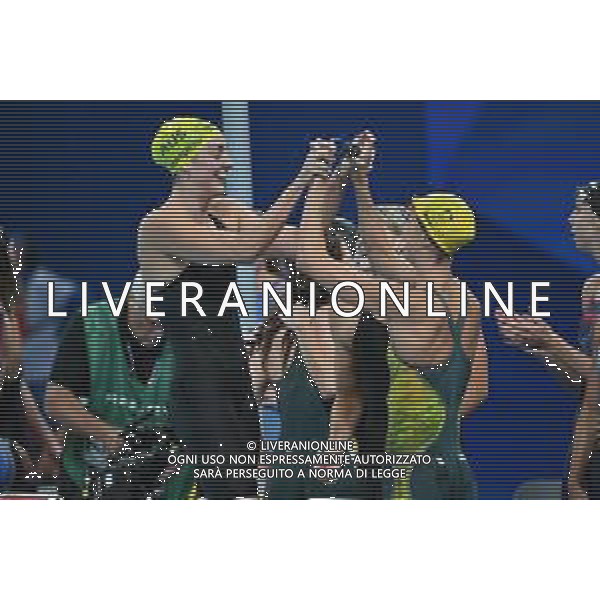 Olimpiadi Parigi 2024 - nuoto Nuoto finale 4x100m stile libero femminile nella foto esultanza Australia per la medaglia d\'oro Parigi 27-07-2024 Arena Parigi La Defense foto Roberto Garavaglia/Agenzia Aldo Liverani sas