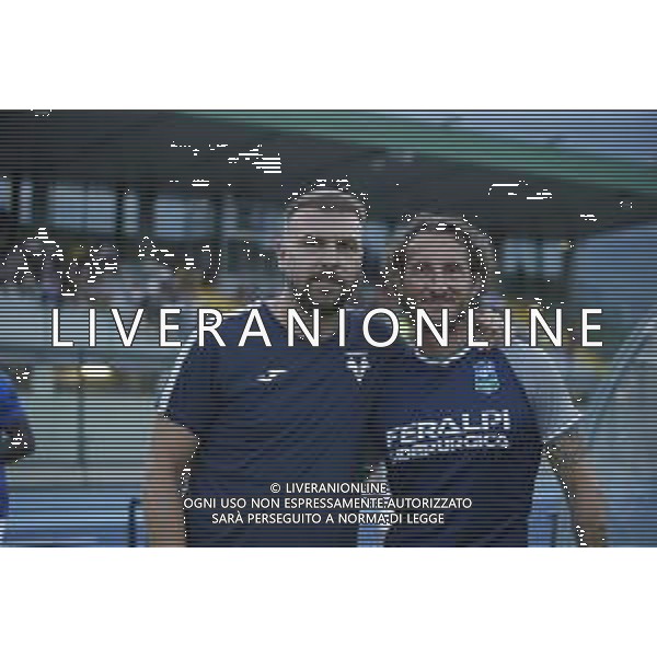 Paolo Zanetti Head Coach of Hellas Verona and Aimo Diana Head Coach of Feralpisalò during Hellas Verona FC vs Feralpisalò FC, 4° Test Match, at stadio "Quercia" in Rovereto (TN), on July 27, 2024. (Photo by Davide Casentini)/AGENZIA ALDO LIVERANI SAS