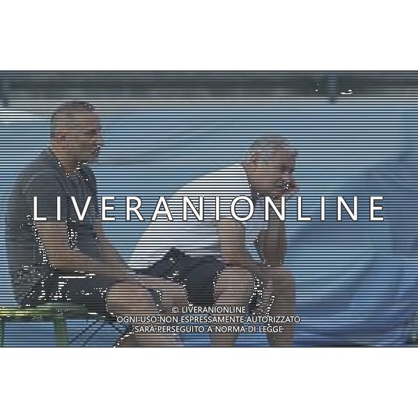 Maurizio Setti Chairman of Hellas Verona FC speaks to Sean Sogliano Sport director of Hellas Verona FC during Hellas Verona FC vs Feralpisalò FC, 4° Test Match, at stadio "Quercia" in Rovereto (TN), on July 27, 2024. (Photo by Davide Casentini)/AGENZIA ALDO LIVERANI SAS