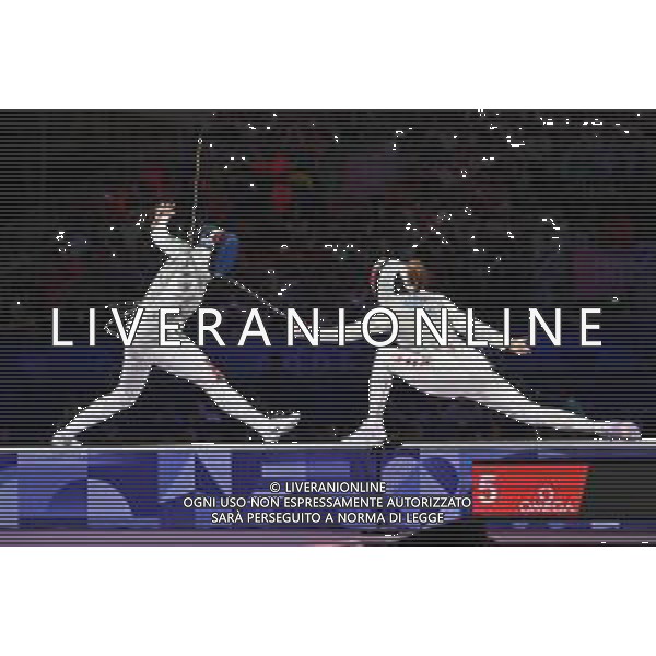 Olimpiadi Parigi 2024 - Scherma nella foto la finale per la medaglia di bronzo tra Alice Volpi (ITA) SX ed Eleanor Harvey (CAN) DX Parigi (FRA) 28-07-2024 Grand Palais Finale per il terzo posto medaglia di bronzo fioretto femminile individuale foto Roberto Garavaglia/Agenzia Aldo Liverani sas