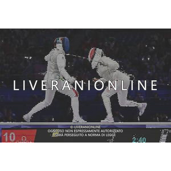 Olimpiadi Parigi 2024 - Scherma nella foto la finale per la medaglia di bronzo tra Alice Volpi (ITA) SX ed Eleanor Harvey (CAN) DX Parigi (FRA) 28-07-2024 Grand Palais Finale per il terzo posto medaglia di bronzo fioretto femminile individuale foto Roberto Garavaglia/Agenzia Aldo Liverani sas