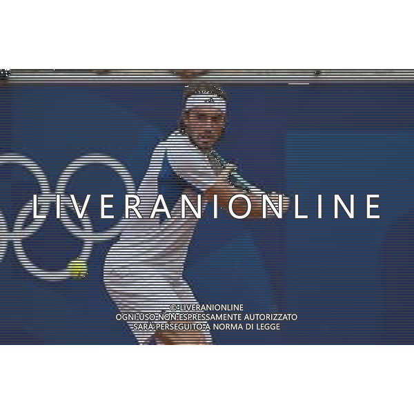 Olimpiadi Parigi 2024 - Tennis nella foto Stefanos Tsitsipas (GRE) Parigi (FRA) 31-07-2024 Stadio Roland Garros Incontro tra Stefanos Tsitsipas (GRE) e Sebastian Baez (ARG) Terzo turno tabellone singolare maschile foto Roberto Garavaglia/Agenzia Aldo Liverani sas