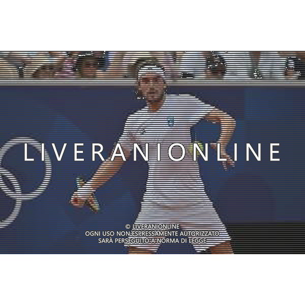 Olimpiadi Parigi 2024 - Tennis nella foto Stefanos Tsitsipas (GRE) Parigi (FRA) 31-07-2024 Stadio Roland Garros Incontro tra Stefanos Tsitsipas (GRE) e Sebastian Baez (ARG) Terzo turno tabellone singolare maschile foto Roberto Garavaglia/Agenzia Aldo Liverani sas