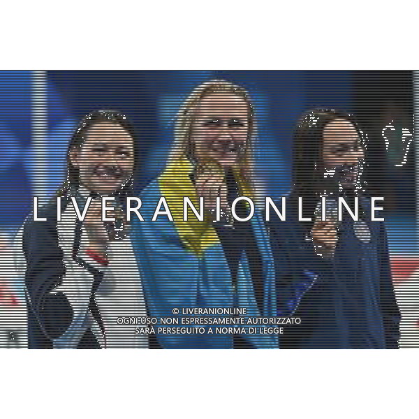 Olimpiadi Parigi 2024 - Nuoto nella foto il podio, da SX Siobhan Bernardette Haughey (HKG) terza, Sarah Sjoestroem (SVE) prima e Torri Huske (USA) seconda Parigi (FRA) 31-07-2024 Arena La Defense Finale dei 100 m stile libero femminile foto Roberto Garavaglia/Agenzia Aldo Liverani sas