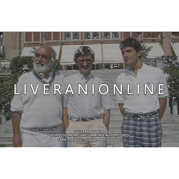DIAP-RETROSPETTIVA ANTONIO BANDERAS ATTORE NELLA FOTO ANTONIO BANDERAS CON ANTONIO FERRANDIS E FRANCESC BETRIU A VENEZIA NELL\'ANNO 1985 FOTO RENATO LANI-AG ALDO LIVERANI SAS 