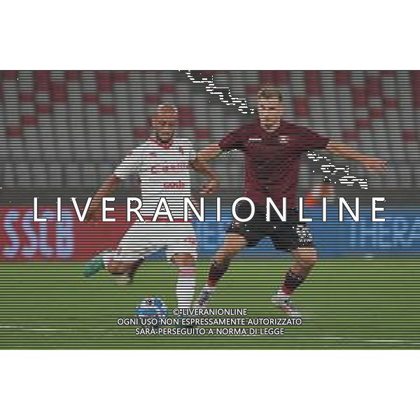 TVEM-Ahmad Benali of SSC Bari in action against Mateusz Legowski of US Salernitana 1919 during the friendly match between SSC Bari and US Salernitana 1919 at San Nicola Stadium on July 31, 2024 in Bari, Italy. Photo by Emmanuele Mastrodonato/ag. Aldo Liverani sas