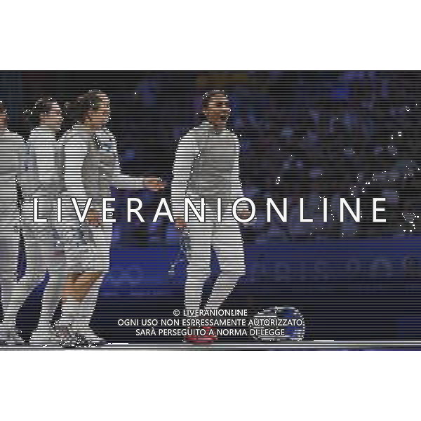 Olimpiadi Parigi 2024 - Scherma nella foto esultanza Stati Uniti dopo la vittoria della medaglia d\'oro Parigi (FRA) 01-08-2024 Grand Palais Italia vs Stati Uniti Finale fioretto femminile a squadre foto Roberto Garavaglia/Agenzia Aldo Liverani sas