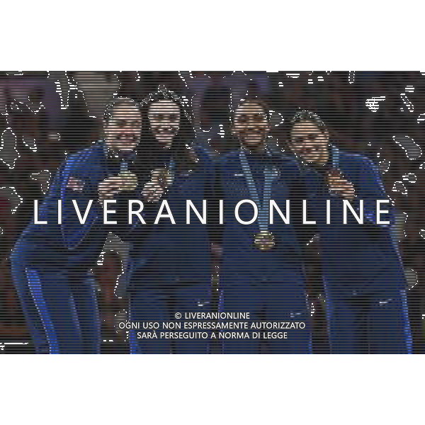 Olimpiadi Parigi 2024 - Scherma nella foto Stati Uniti medaglia d\'oro Parigi (FRA) 01-08-2024 Grand Palais Italia vs Stati Uniti Finale fioretto femminile a squadre foto Roberto Garavaglia/Agenzia Aldo Liverani sas