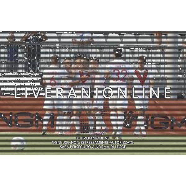 Gabriele Moncini of Brescia Calcio FC and Brescia players jubilates after scoring the goal during Brescia Calcio FC vs Genoa CFC, Test Match pre season Serie A Enilive 2024-25, at Mario Rigamonti stadium in Brescia (BS), Italy, on July 20, 2024. (Photo by Davide Casentini)/AGENZIA ALDO LIVERANI SAS