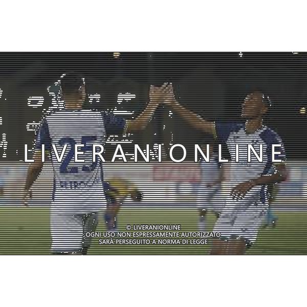 Suat Serdar of Hellas Verona FC celebrates after scoring with Dailon Livramento of Hellas Verona FC FC during Hellas Verona FC vs Asteras Tripolis FC, 5° Test Match, at stadio "Quercia" in Rovereto (TN), on August 03, 2024. (Photo by Davide Casentini)/AGENZIA ALDO LIVERANI SAS