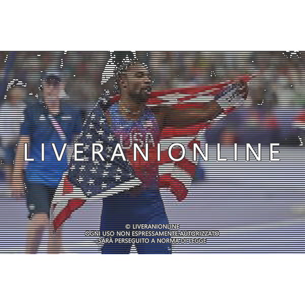 Olimpiadi Parigi 2024 - Atletica nella foto Noah Lyles (USA) medaglia d\'oro Parigi (FRA) 04-08-2024 Stade de France Atletica Leggera Finale 100m maschili foto Roberto Garavaglia/Agenzia Aldo Liverani sas