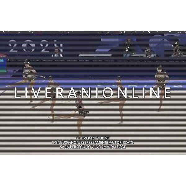 Olimpiadi Parigi 2024 - Ginnastica nella foto l\'esercizio della Cina Parigi (FRA) 10-08-2024 Arena La Chapelle Ginnastica Ritmica Finale all-around a squadre foto Roberto Garavaglia/Agenzia Aldo Liverani sas