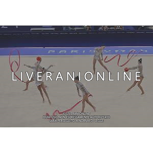 Olimpiadi Parigi 2024 - Ginnastica nella foto l\'esercizio dell\'Italia, le Farfalle Parigi (FRA) 10-08-2024 Arena La Chapelle Ginnastica Ritmica Finale all-around a squadre foto Roberto Garavaglia/Agenzia Aldo Liverani sas