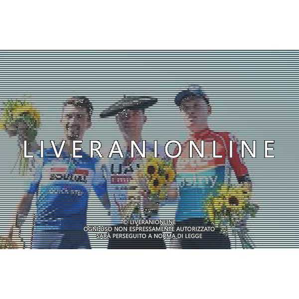 10-08-2024 Clasica San Sebastian; 2024, Uae Team Emirates; 2024, Soudal - Quick Step; 2024, Lotto - Dstny; Hirschi, Marc; Alaphilippe, Julian; Van Eetvelt, Lennert; San Sebastian; ©SIROTTI/AGENZIA ALDO LIVERANI SAS