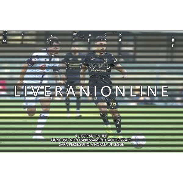 Giacomo Calo\' of Cesena FC battle for the ball with Abdou Harroui of Hellas Verona FC during Hellas Verona FC vs Cesena FC, round of 32° Coppa Italia Frecciarossa 2024-25, at MarcAntonio Bentegodi stadium in Verona (VR), Italy, on August 10, 2024. (Photo by Davide Casentini)/AGENZIA ALDO LIVERANI SAS