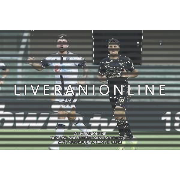 Abdou Harroui of Hellas Verona FC and Giacomo Calò of Cesena FC during Hellas Verona FC vs Cesena FC, round of 32° Coppa Italia Frecciarossa 2024-25, at MarcAntonio Bentegodi stadium in Verona (VR), Italy, on August 10, 2024. (Photo by Davide Casentini)/AGENZIA ALDO LIVERANI SAS