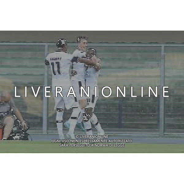 Esultanza - Augustus Kargbo of Cesena FC celebrates after scoring during Hellas Verona FC vs Cesena FC, round of 32° Coppa Italia Frecciarossa 2024-25, at MarcAntonio Bentegodi stadium in Verona (VR), Italy, on August 10, 2024. (Photo by Davide Casentini)/AGENZIA ALDO LIVERANI SAS