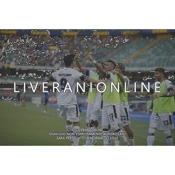 Esultanza - Cristian Shpendi of Cesena FC celebrates after scoring during Hellas Verona FC vs Cesena FC, round of 32° Coppa Italia Frecciarossa 2024-25, at MarcAntonio Bentegodi stadium in Verona (VR), Italy, on August 10, 2024. (Photo by Davide Casentini)/AGENZIA ALDO LIVERANI SAS
