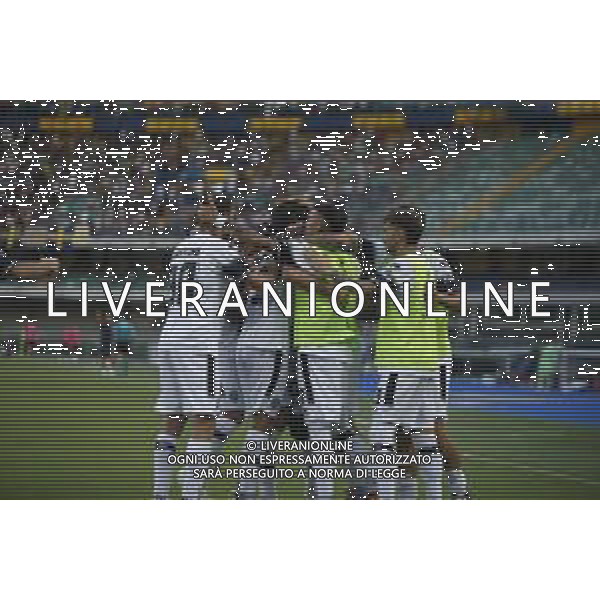 Esultanza - Cristian Shpendi of Cesena FC celebrates after scoring during Hellas Verona FC vs Cesena FC, round of 32° Coppa Italia Frecciarossa 2024-25, at MarcAntonio Bentegodi stadium in Verona (VR), Italy, on August 10, 2024. (Photo by Davide Casentini)/AGENZIA ALDO LIVERANI SAS