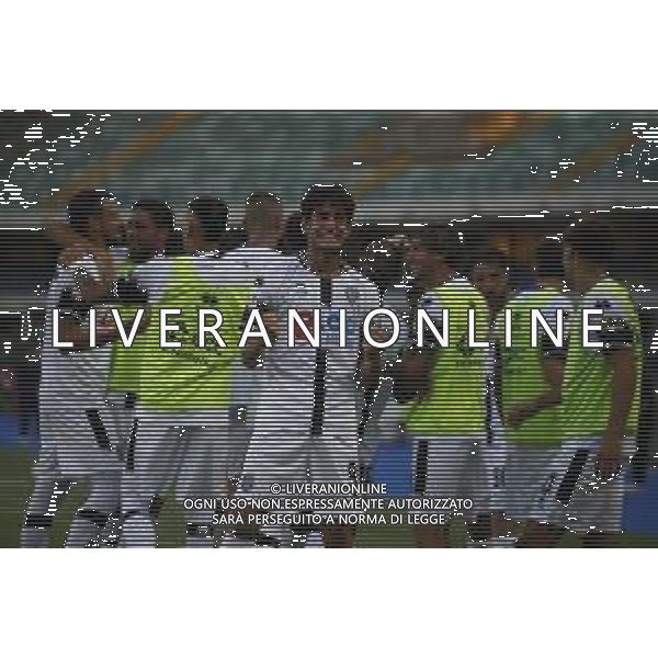 Esultanza - Cristian Shpendi of Cesena FC celebrates after scoring during Hellas Verona FC vs Cesena FC, round of 32° Coppa Italia Frecciarossa 2024-25, at MarcAntonio Bentegodi stadium in Verona (VR), Italy, on August 10, 2024. (Photo by Davide Casentini)/AGENZIA ALDO LIVERANI SAS