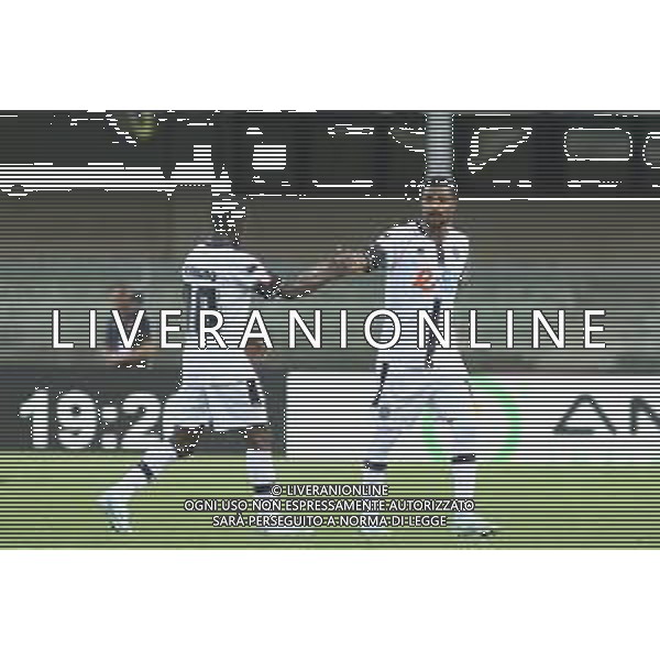 Augustus Kargbo of Cesena FC and Joseph Ceesay of Cesena FC during Hellas Verona FC vs Cesena FC, round of 32° Coppa Italia Frecciarossa 2024-25, at MarcAntonio Bentegodi stadium in Verona (VR), Italy, on August 10, 2024. (Photo by Davide Casentini)/AGENZIA ALDO LIVERANI SAS