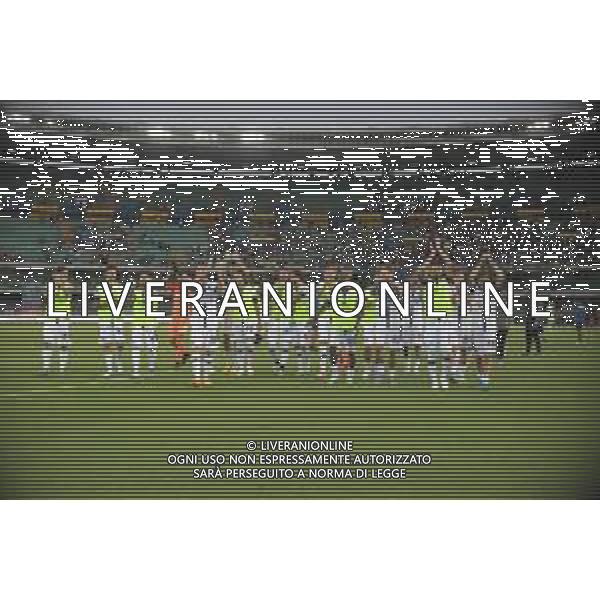 Cesena players celebrate the victory at the end of Hellas Verona FC vs Cesena FC, round of 32° Coppa Italia Frecciarossa 2024-25, at MarcAntonio Bentegodi stadium in Verona (VR), Italy, on August 10, 2024. (Photo by Davide Casentini)/AGENZIA ALDO LIVERANI SAS
