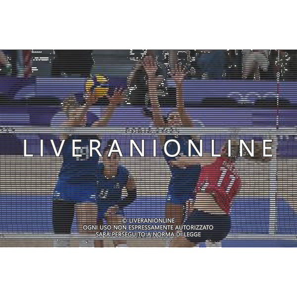 Olimpiadi Parigi 2024 - Pallavolo nella foto Sarah Luisa Fahr (Italia) SX e Caterina Bosetti (Italia) DX a muro Parigi (FRA) 11-08-2024 Arena Parigi Sud Pallavolo femminile - Finale per la medaglia d\'oro Stati Uniti vs Italia foto Roberto Garavaglia/Agenzia Aldo Liverani sas