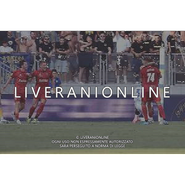 Frosinone vs Pisa - Coppa Italia - Trentuduesimi di finale - Stadio Benito Stirpe - Frosinone 12-08-2024 nella foto Esultanza Pisa dopo gol Matteo Tramoni ©Federico Gaetano/ AGENZIA ALDO LIVERANI SAS
