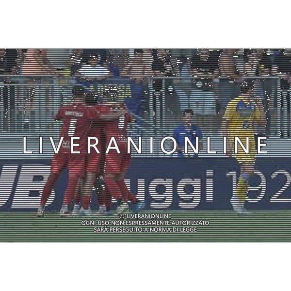 Frosinone vs Pisa - Coppa Italia - Trentuduesimi di finale - Stadio Benito Stirpe - Frosinone 12-08-2024 nella foto Esultanza Pisa dopo gol Matteo Tramoni ©Federico Gaetano/ AGENZIA ALDO LIVERANI SAS