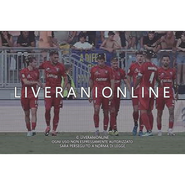 Frosinone vs Pisa - Coppa Italia - Trentuduesimi di finale - Stadio Benito Stirpe - Frosinone 12-08-2024 nella foto Esultanza Pisa dopo gol Matteo Tramoni ©Federico Gaetano/ AGENZIA ALDO LIVERANI SAS