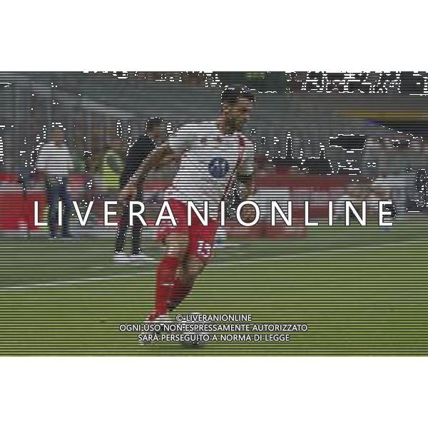 Pedro Pereira of AC Monza play the ball during AC Milan vs AC Monza , 2° edition of "Trofeo Berlusconi", frendly match pre-season, at Giuseppe Meazza - San Siro stadium of Milano (MI), Italy, on August 13, 2024. (Photo by Davide Casentini)/ AGENZIA ALDO LIVERANI SAS