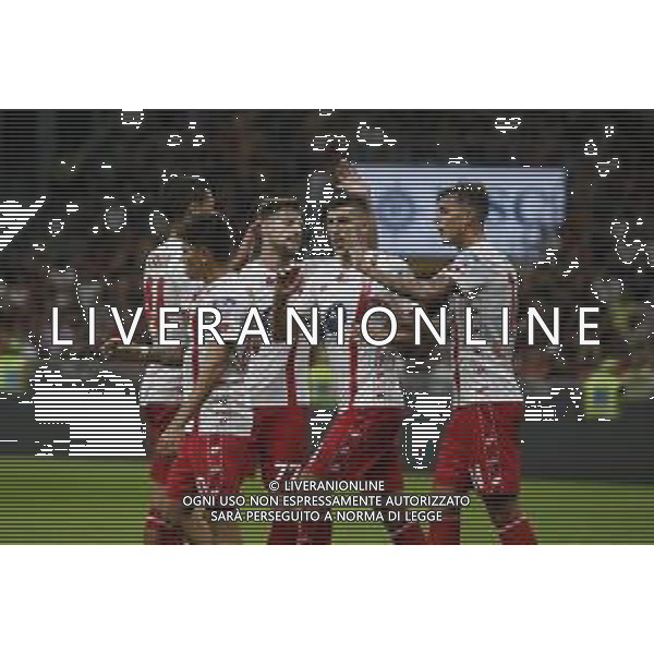Daniel Maldini of AC Monza celebrates after scoring during AC Milan vs AC Monza , 2° edition of "Trofeo Berlusconi", frendly match pre-season, at Giuseppe Meazza - San Siro stadium of Milano (MI), Italy, on August 13, 2024. (Photo by Davide Casentini)/ AGENZIA ALDO LIVERANI SAS