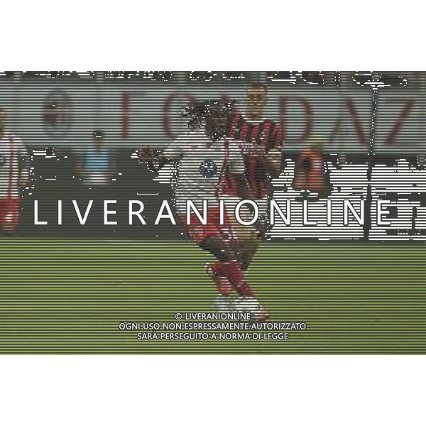 Warren Bondo of AC Monza play the ball during AC Milan vs AC Monza , 2° edition of "Trofeo Berlusconi", frendly match pre-season, at Giuseppe Meazza - San Siro stadium of Milano (MI), Italy, on August 13, 2024. (Photo by Davide Casentini)/ AGENZIA ALDO LIVERANI SAS