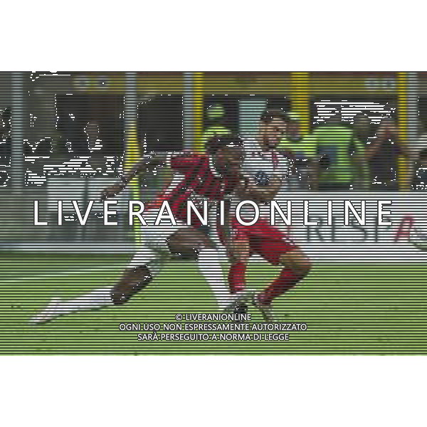 Rafael Leao of AC Milan battle for the ball with Pedro Pereira of AC Monza during AC Milan vs AC Monza , 2° edition of "Trofeo Berlusconi", frendly match pre-season, at Giuseppe Meazza - San Siro stadium of Milano (MI), Italy, on August 13, 2024. (Photo by Davide Casentini)/ AGENZIA ALDO LIVERANI SAS