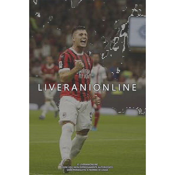 Luka Jovic of AC Milan celebrates after scoring during AC Milan vs AC Monza , 2° edition of "Trofeo Berlusconi", frendly match pre-season, at Giuseppe Meazza - San Siro stadium of Milano (MI), Italy, on August 13, 2024. (Photo by Davide Casentini)/ AGENZIA ALDO LIVERANI SAS
