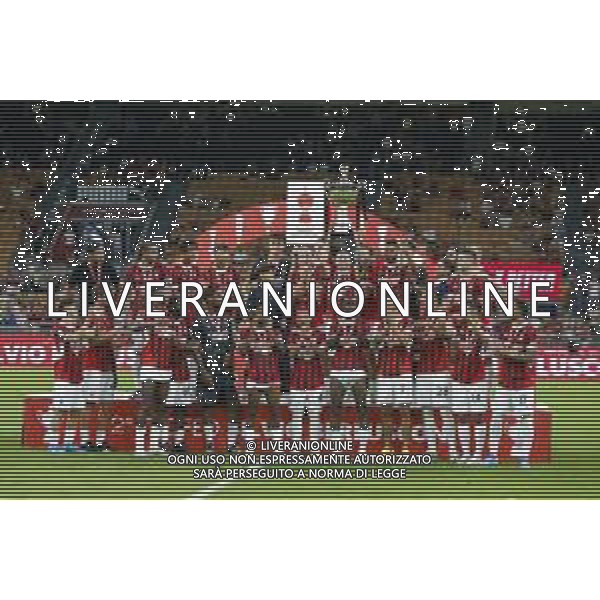 milan team put in the sky of Milano the cup of vTrofeo Berlusconi at the end of AC Milan vs AC Monza , 2° edition of "Trofeo Berlusconi", frendly match pre-season, at Giuseppe Meazza - San Siro stadium of Milano (MI), Italy, on August 13, 2024. (Photo by Davide Casentini)/ AGENZIA ALDO LIVERANI SAS