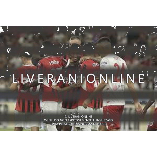 Tijjani Reijnders of AC Milan. celebrates with team mate during AC Milan vs AC Monza , 2° edition of "Trofeo Berlusconi", frendly match pre-season, at Giuseppe Meazza - San Siro stadium of Milano (MI), Italy, on August 13, 2024. (Photo by Davide Casentini)/ AGENZIA ALDO LIVERANI SAS