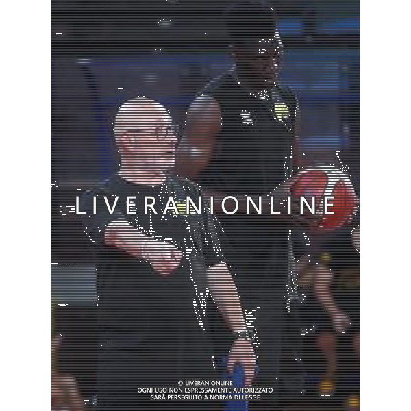 IMOLA 16 08 2024 VIRTUS IMOLA BASKET SERIE B1 PRIMO ALLENAMENTO NELLA FOTO GIAN LUIGI GALETTI ALLENATORE CON SERAPHIN KADJIVIDI ©SANNA/AGENZIA ALDO LIVERANI SAS