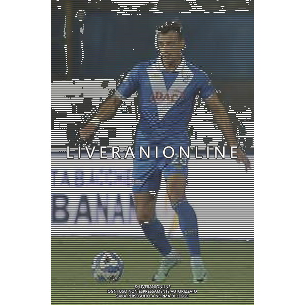 Davide Adorni of Brescia Calcio FC play the ball during Brescia Calcio FC vs Palermo FC, 1° Serie BKT 2024-25 game at Mario Rigamonti stadium in Brescia, Italy, on August 16, 2024. (Photo by Davide Casentini)/AGENZIA ALDO LIVERANI SAS