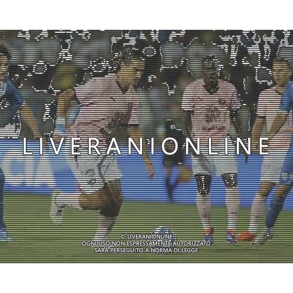 Dimitrios Nikolaou of Palermo FC play the ball during Brescia Calcio FC vs Palermo FC, 1° Serie BKT 2024-25 game at Mario Rigamonti stadium in Brescia, Italy, on August 16, 2024. (Photo by Davide Casentini)/AGENZIA ALDO LIVERANI SAS
