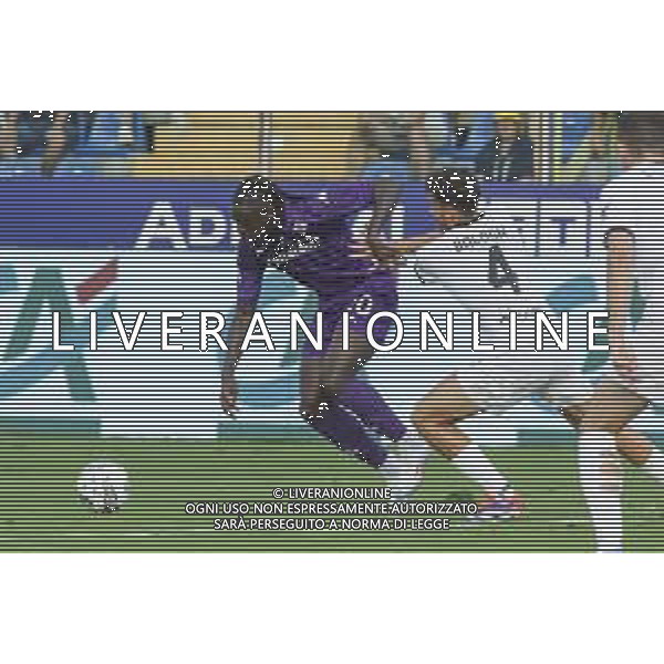 Moise Kean of ACF Fiorentina competes for the ball with Botond Balogh of Parma AC during Parma FC vs ACF Fiorentina, 1° Serie A Enilive 2024-25 game at Ennio Tardini Stadium in Parma (PR), Italy, on August 17, 2024. (Photo by Davide Casentini)/AGENZIA ALDO LIVERANI SAS