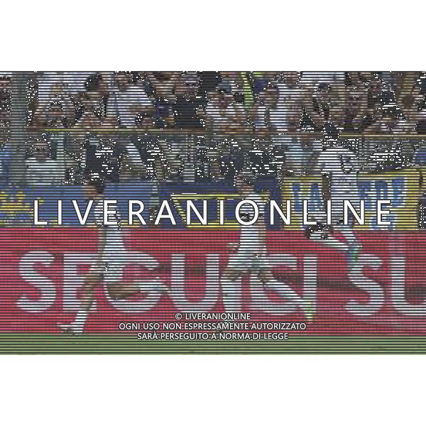 Dennis Man of Parma AC celebrates after scoring during Parma FC vs ACF Fiorentina, 1° Serie A Enilive 2024-25 game at Ennio Tardini Stadium in Parma (PR), Italy, on August 17, 2024. (Photo by Davide Casentini)/AGENZIA ALDO LIVERANI SAS