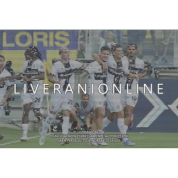 Dennis Man of Parma AC celebrates after scoring during Parma FC vs ACF Fiorentina, 1° Serie A Enilive 2024-25 game at Ennio Tardini Stadium in Parma (PR), Italy, on August 17, 2024. (Photo by Davide Casentini)/AGENZIA ALDO LIVERANI SAS