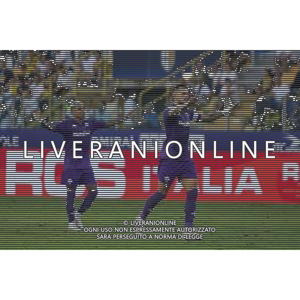 Cristiano Biraghi of ACF Fiorentina celebrates after scoring during Parma FC vs ACF Fiorentina, 1° Serie A Enilive 2024-25 game at Ennio Tardini Stadium in Parma (PR), Italy, on August 17, 2024. (Photo by Davide Casentini)/AGENZIA ALDO LIVERANI SAS
