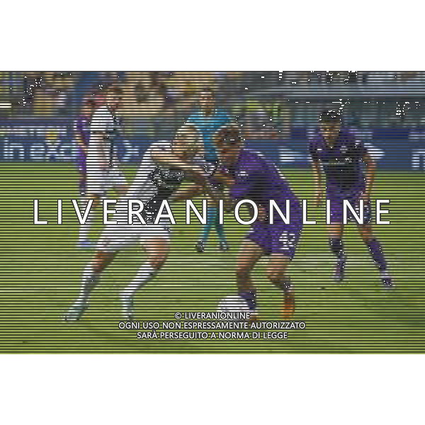 Pontus Almovist of Parma AC battle for the ball with Alessandro Bianco of ACF Fiorentina during Parma FC vs ACF Fiorentina, 1° Serie A Enilive 2024-25 game at Ennio Tardini Stadium in Parma (PR), Italy, on August 17, 2024. (Photo by Davide Casentini)/AGENZIA ALDO LIVERANI SAS