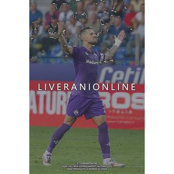 Cristiano Biraghi of ACF Fiorentina. celebrates after scoring during Parma FC vs ACF Fiorentina, 1° Serie A Enilive 2024-25 game at Ennio Tardini Stadium in Parma (PR), Italy, on August 17, 2024. (Photo by Davide Casentini)/AGENZIA ALDO LIVERANI SAS