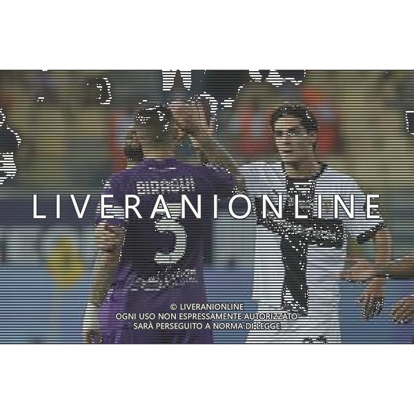 Matteo Cancellieri of Parma AC and Cristiano Biraghi of ACF Fiorentina. change hight-five at the end of Parma FC vs ACF Fiorentina, 1° Serie A Enilive 2024-25 game at Ennio Tardini Stadium in Parma (PR), Italy, on August 17, 2024. (Photo by Davide Casentini)/AGENZIA ALDO LIVERANI SAS