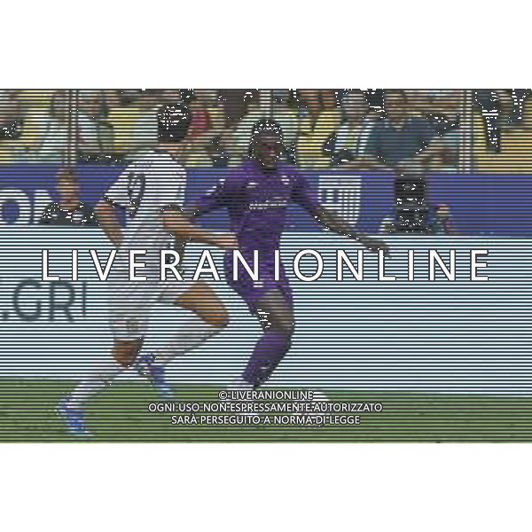 Moise Kean of ACF Fiorentina competes for the ball with Alessandro Circati of Parma AC during Parma FC vs ACF Fiorentina, 1° Serie A Enilive 2024-25 game at Ennio Tardini Stadium in Parma (PR), Italy, on August 17, 2024. (Photo by Davide Casentini)/AGENZIA ALDO LIVERANI SAS