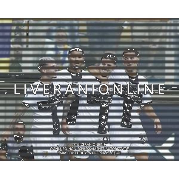 Dennis Man of Parma AC and players jubilates after scoring the goalduring Parma FC vs ACF Fiorentina, 1° Serie A Enilive 2024-25 game at Ennio Tardini Stadium in Parma (PR), Italy, on August 17, 2024. (Photo by Davide Casentini)/AGENZIA ALDO LIVERANI SAS