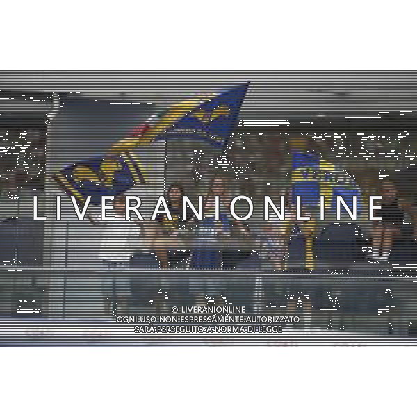 Hellas Verona fans show their support during Hellas Verona FC vs SSC Napoli, 1° Serie A EniLive 2024-25 game at Marcantonio Bentegodi Stadium in Verona (VR), Italy, on August 18, 2024. (Photo by Davide Casentini)/AGENZIA ALDO LIVERANI SAS